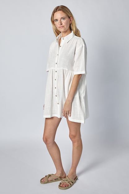 REXHINA SHIRT DRESS - WHITE