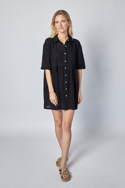 REXHINA SHIRT DRESS - JET BLACK