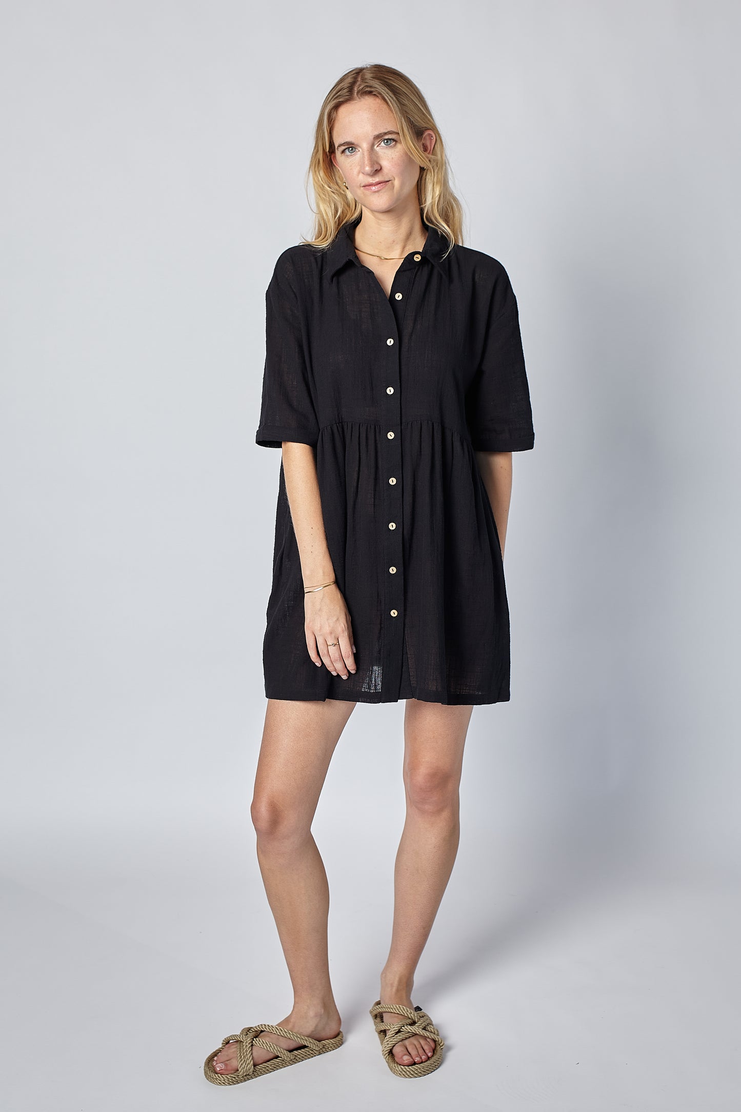 REXHINA SHIRT DRESS - JET BLACK