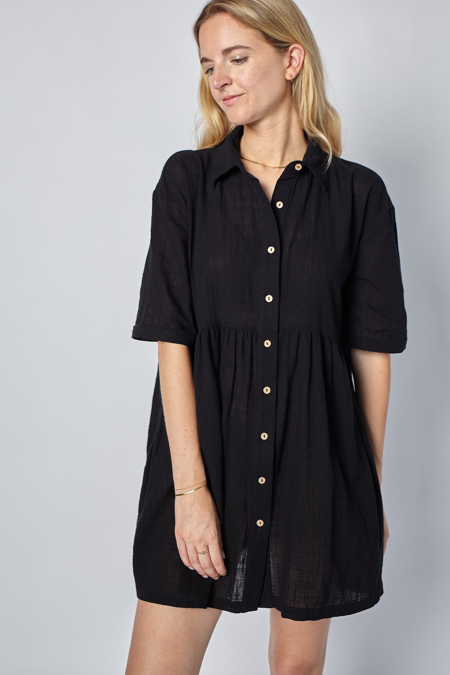 REXHINA SHIRT DRESS - JET BLACK