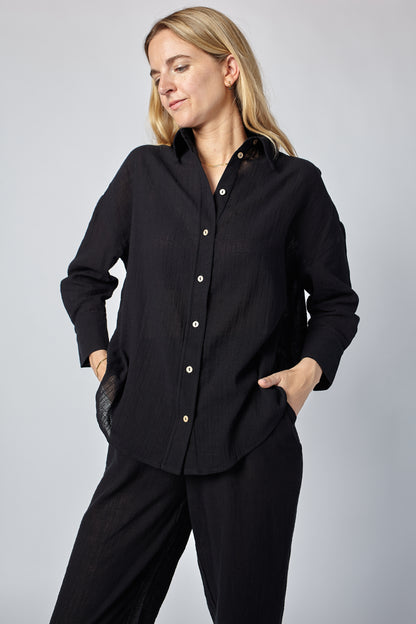 MARSIDA LONG SLEEVE SHIRT - JET BLACK